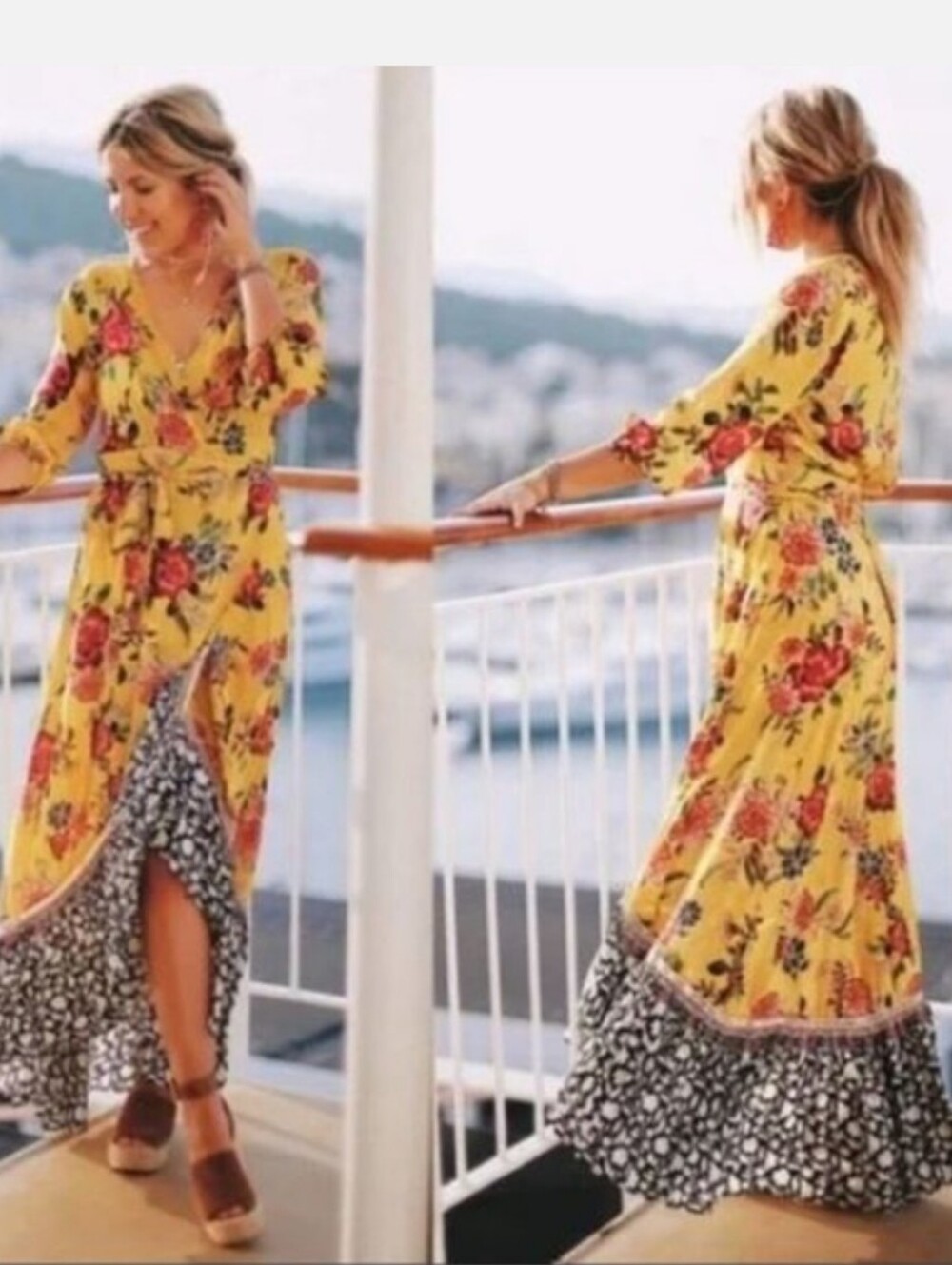 Anthropologie Farm Rio Floral Wrap Maxi Dress SMALL